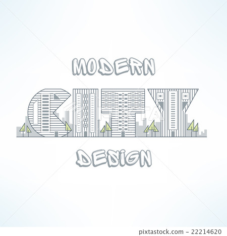 City background thin line design. Flat town street City background thin line design. Flat town street 22214620