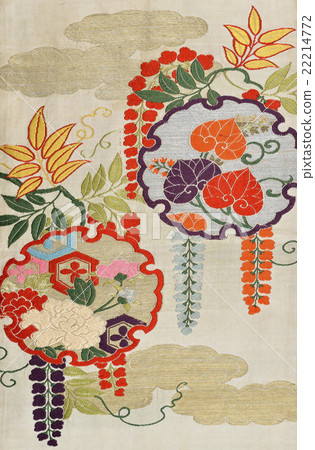 Japanese pattern silk fabric old cloth strip embroidery Japanese pattern 22214772