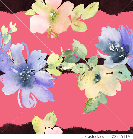 Seamless pattern with flowers watercolor - Stock Illustration [22215119 ...