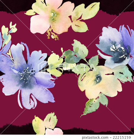 Seamless pattern with flowers watercolor - Stock Illustration [22215159 ...