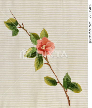 日本圖案真絲麵料染色舊衣服山茶花 22215892