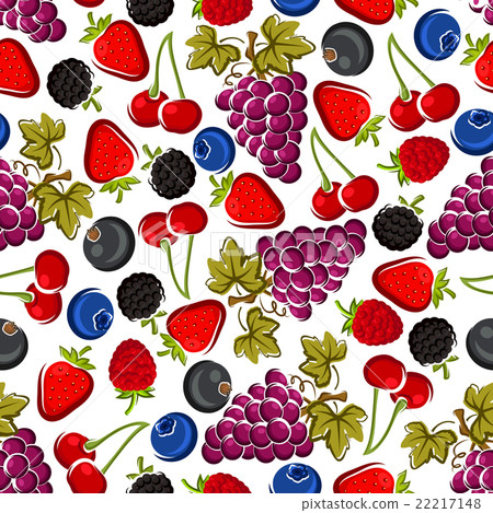 Bright juicy fruits and berries seamless pattern 22217148
