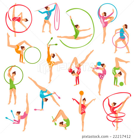 Set Of Color Gymnast Girl Figures 22217412