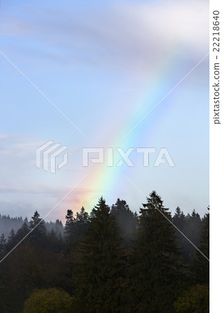 Landscape of Bavarian mountains with rainbow Landscape of Bavarian mountains with rainbow 22218640