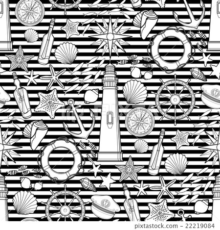 Graphic nautical pattern 22219084