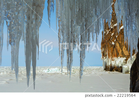 Ice curtain of icicles. Ice curtain of icicles. 22219564