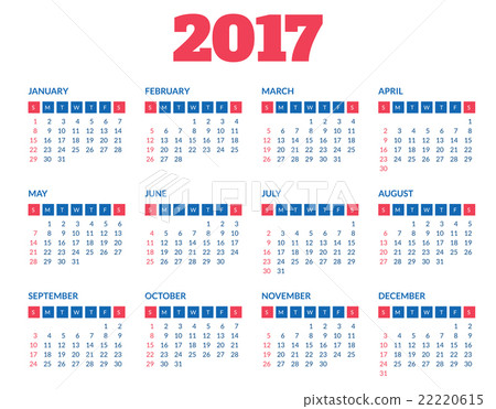 Simple Calendar 17 Template Stock Illustration