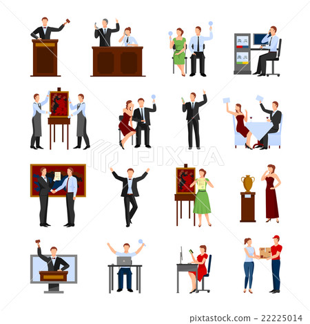Auction People Flat Icons Set Auction People Flat Icons Set 22225014