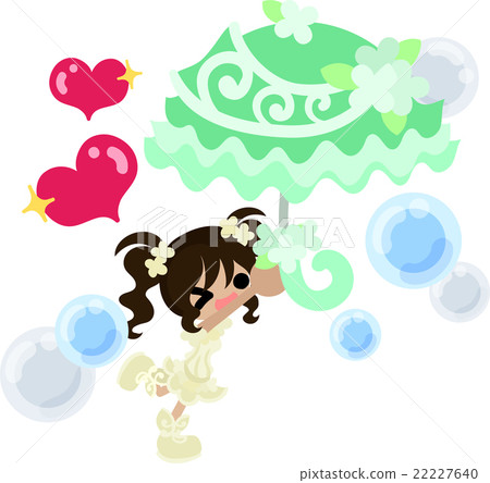 A cute girl with a fancy green umbrella A cute girl with a fancy green umbrella 22227640