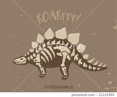 Cartoon stegosaurus dinosaur fossil. Vector 22228364