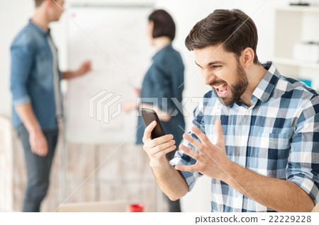 Depressed businessman is expressing negative 22229228