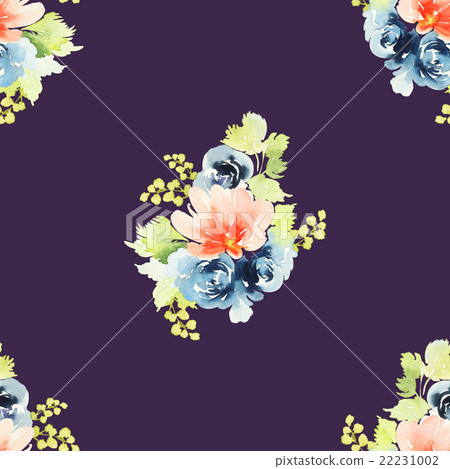 Seamless pattern with flowers watercolor - Stock Illustration [22231002 ...