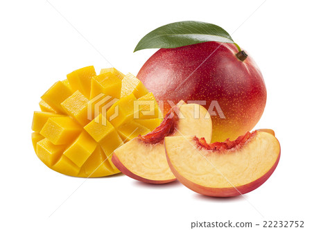 Mango cut peach 2 isolated on white background Mango cut peach 2 isolated on white background 22232752