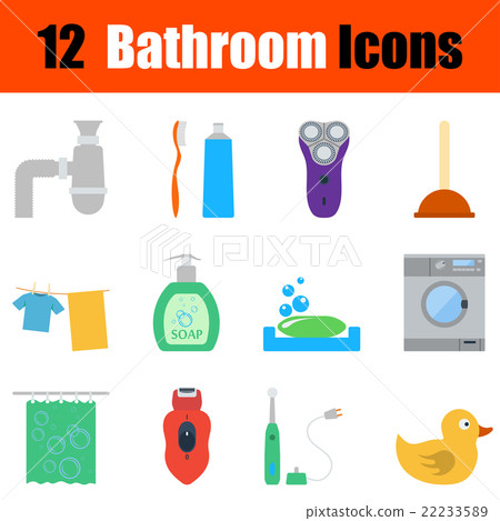 Flat design bathroom icon set - Stock Illustration [22233589] - PIXTA