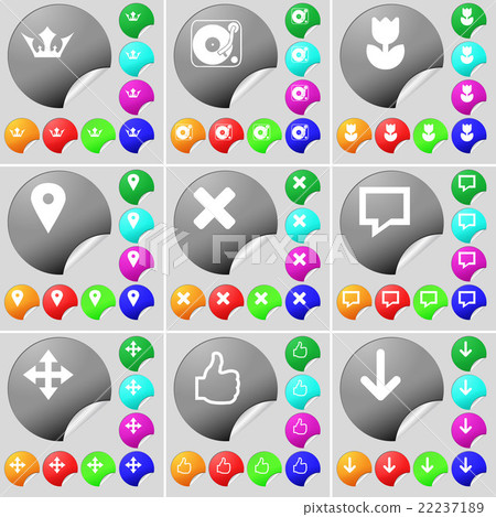 Crown, Gramophone, Flower, Checkpoint, Stop, Chat 22237189