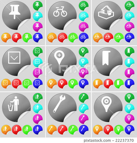 Pin, Bicycle, Upload, Arrow down, Checkpoint, Mark Pin, Bicycle, Upload, Arrow down, Checkpoint, Mark 22237370