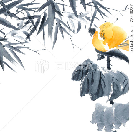 Lotus bud and bamboo. Flowers illustration.. 22238227