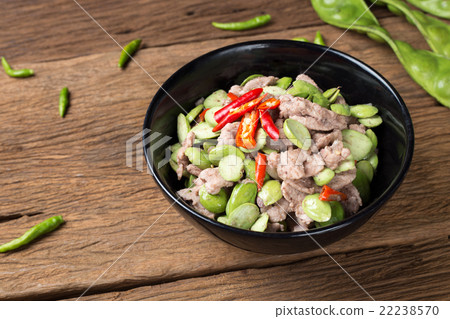 Thai food Fired Parkia speciosa bean Pad Sa Tor 22238570