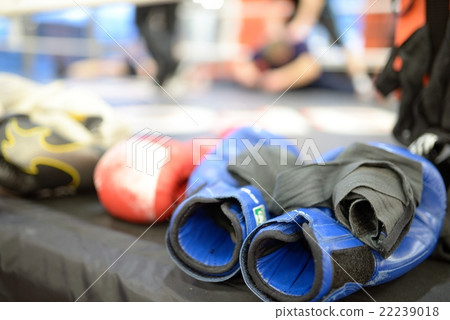 Pair of boxing blue gloves Pair of boxing blue gloves 22239018