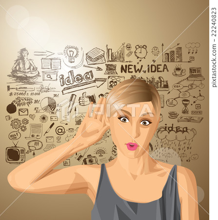Vector woman overhearing something Vector woman overhearing something 22240823
