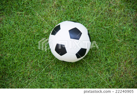 Top view of soccer ball on soccer field. Top view of soccer ball on soccer field. 22240905