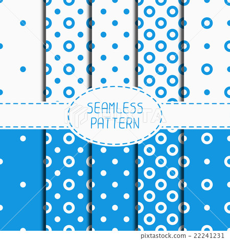Set of blue geometric seamless polka dot pattern Set of blue geometric seamless polka dot pattern 22241231