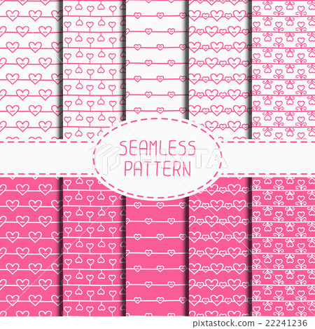 Set of pink romantic seamless pattern with hearts - Stock Illustration ...