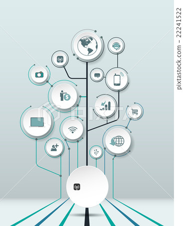 Icons tree with circles in molecule structure 22241522