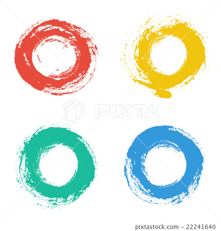 Set of vector round grunge frames. Hand drawn - Stock Illustration ...