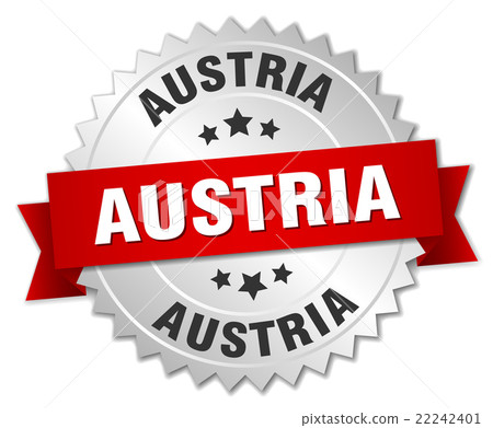 Austria  round silver badge with red ribbon 22242401