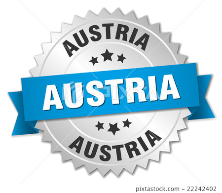 Austria round silver badge with blue ribbon Austria round silver badge with blue ribbon 22242402