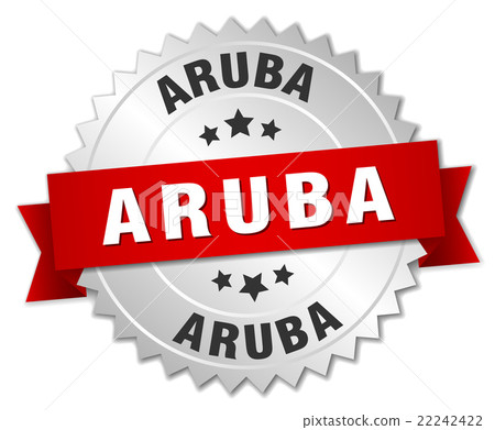 Aruba round silver badge with red ribbon 22242422
