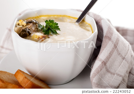 creamy soup with croutons 22243052