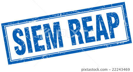 Siem Reap blue square grunge stamp on white-插圖素材 [22243469] - PIXTA圖庫