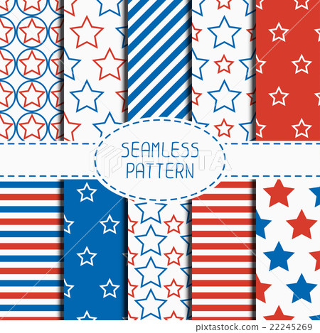 Set of geometric patriotic seamless pattern with 22245269