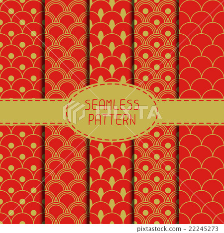 Set of geometric national chinese seamless pattern 22245273