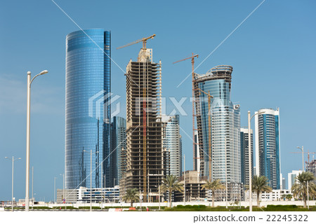 Abu Dhabi district with skyscrapers construction Abu Dhabi district with skyscrapers construction 22245322