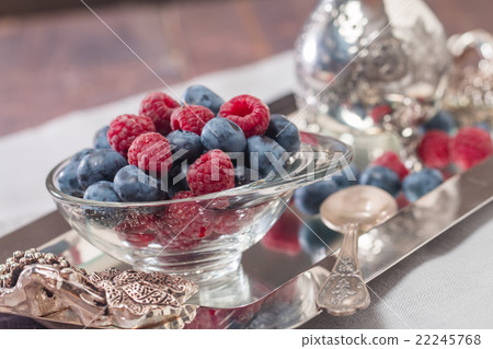 cream with raspberries and blueberries cream with raspberries and blueberries 22245768