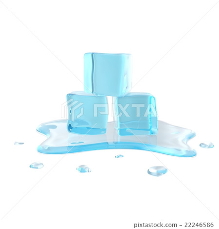 Melting ice cubes isolated on white background. 3d 22246586