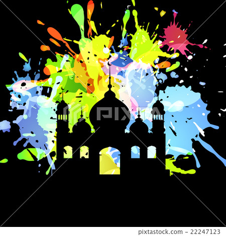 Silhouette of mosque on abstract background Silhouette of mosque on abstract background 22247123