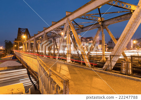 Long Bien Bridge in Hanoi, Vietnam at Night 22247788