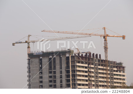 Crane under construction building with sky backgro Crane under construction building with sky backgro 22248804