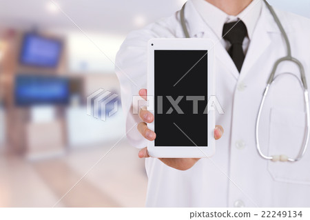 doctor showing tablet computer blank screen  22249134