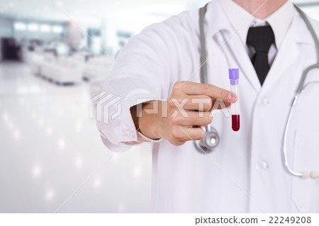 close up a medical test glass with blood close up a medical test glass with blood 22249208