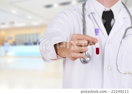 close up a medical test glass with blood close up a medical test glass with blood 22249211