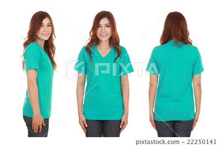 young beautiful female with blank t-shirt young beautiful female with blank t-shirt 22250141