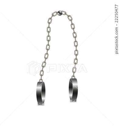 Vintage handcuffs and steel chain 22250477