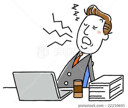 Illustration material: middle-aged businessman sleeping at work 22250691