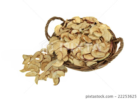 Dried Apples Slice In Wicker Basket Isolated Dried Apples Slice In Wicker Basket Isolated 22253625