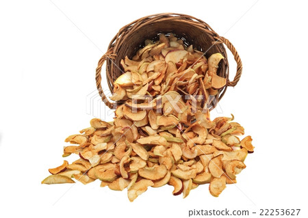 Dried Apples Slice In Wicker Basket Isolated Dried Apples Slice In Wicker Basket Isolated 22253627